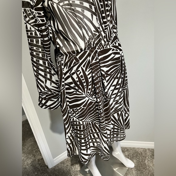 ZARA PATTERN BROWN WHITE DRESS MADE IN MOROCCO SMALL - Picture 7 of 8